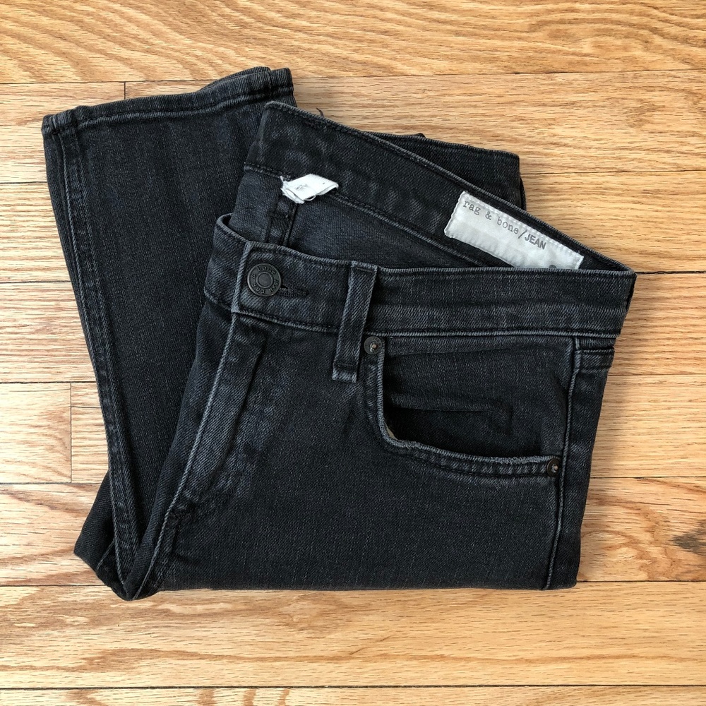 rag & bone skinny distressed black jeans SIZE 28